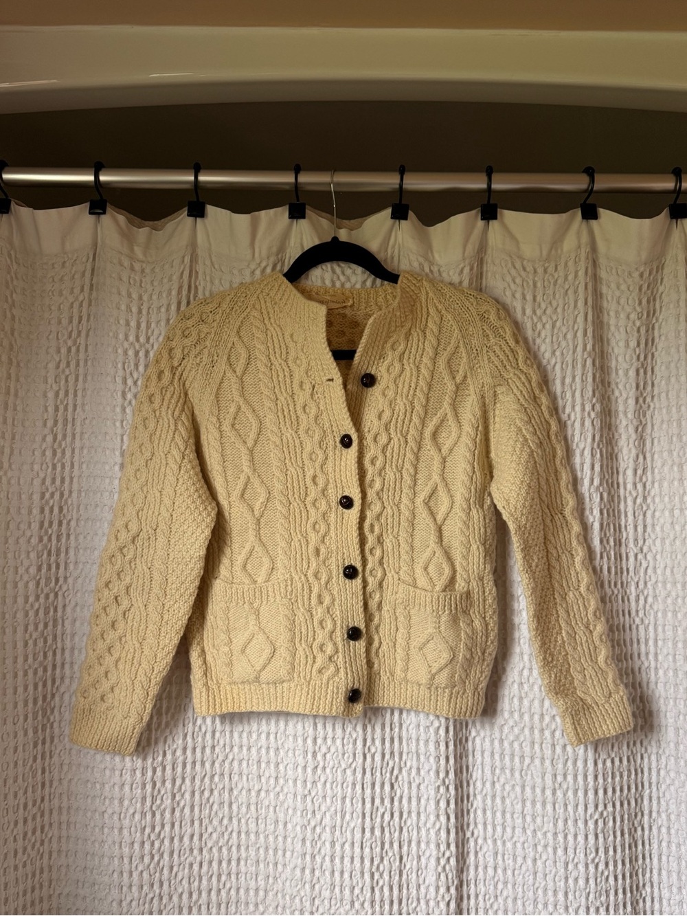 Handmade Irish wool cable knit sweater
